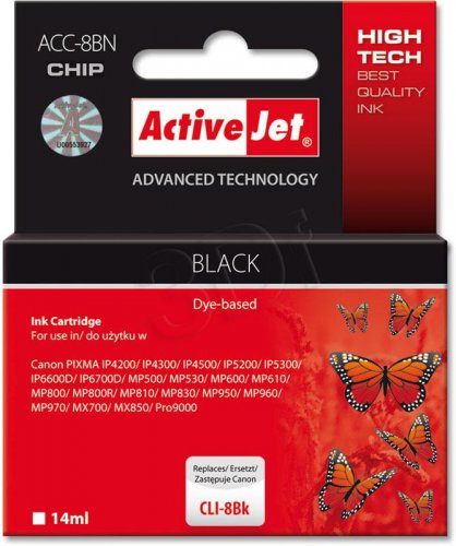 ActiveJet Ink cartridge Canon CLI-8 Bk WITH CHIP - 14 ml ACC-8Bk