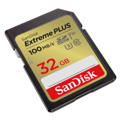 SanDisk Extreme PLUS 32GB SDHC Speicherkarte 100MB/s und 60MB/s, UHS-I, Class 10, U3, V30