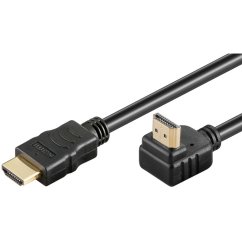 Kabel HDMI High Speed+Ethernet pozlacený zahnutý konektor 90° 2m