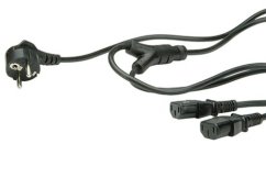 Kábel 220V rozdvojka na 2x PC 220V 3pin(F) 2m