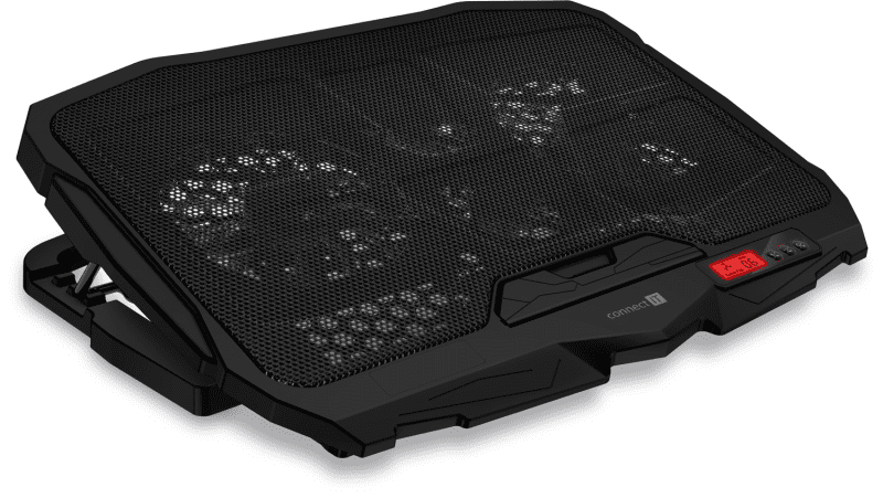 Chladicí podložka Connect IT pod notebook FrostWind s červeným podsvícením, ČERNÁ Chladicí podložka Connect IT pod notebook FrostWind s červeným podsvícením, ČERNÁ