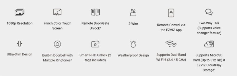 Chytrý zvonek Ezviz HP5 Wi-Fi, 7" dotykový monitor, videotelefon