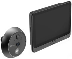 Ezviz HP4 intelligens ajtókukucskáló kamerával, WiFi, 2K, 4,3"-os monitor, hálózati és akkumulátoros tápellátás, fekete színben