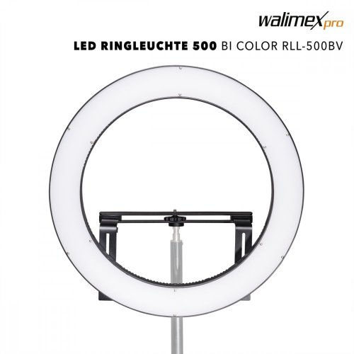 Walimex pro LED Ringleuchte 500 Bi Color RLL-500BV mit Stativ + 2x Akku