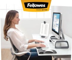Stojan Fellowes Designer Suites pod monitor, s priehradkou, čierny