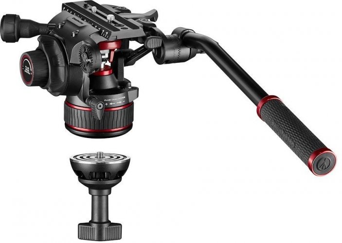 Manfrotto Nitrotech 608 Fluid Video Head with MVTTWINMA Aluminium Twin Leg Tripod with Middle Spreader