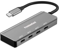 USB rozbočovač USB-C na 4x USB 3.2 C 5G SuperSpeed, hliník