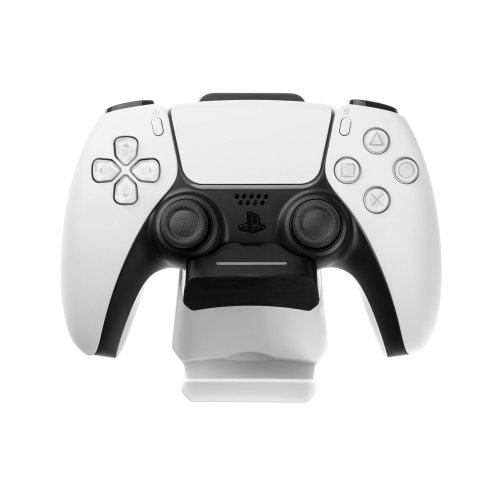 Dokovací stanice FIXED pro ovladač DualSense PlayStation 5 s háčkem na sluchátka, sklopná, černobílá