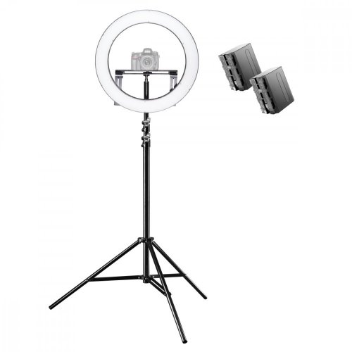 Walimex pro LED Ring Light 500 Bi Color RLL-500BV with Light Stand + 2x Battery