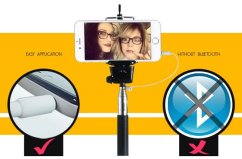 Selfie monopod s kabelem a držákem (TRW2-B+DT1)