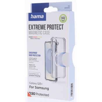 Hama Extreme Protect, kryt pro Samsung Galaxy S25+, magnetický, D3O®, nežloutnoucí, průhledný