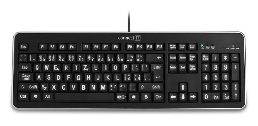 Klávesnice Connect IT CI-71 USB, podsvícená, černá