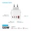 Adaptér FIXED Cestovné Voyager 120W pre EÚ, UK a USA/AUS, s 3xUSB-C a 1xUSB výstupom, GaN, PD 120W, biely
