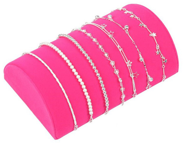 Semi-circular jewellery holder pink, length 20cm