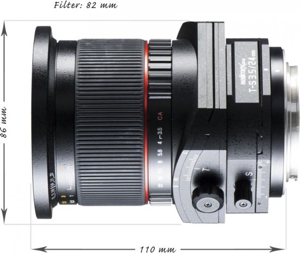 Walimex pro 24mm f/3,5 T-S DSLR Objektiv für Canon EF