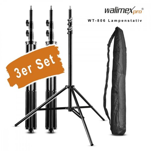 Walimex pro Set of 3 WT-806 Light Stand 256cm with Bag