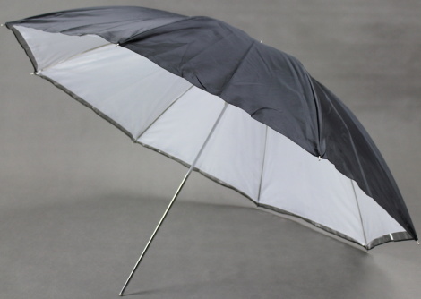 Štúdiový dáždnik 110cm biely, strieborný