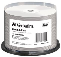 Médium Verbatim CD-R DLP 80min. 52x WIDE Profesional Printable 50-cake