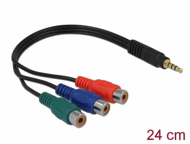 Delock kabel 3x  RCA (cinch) samice na 3,5 mm 4 pin audio stereo jack samec