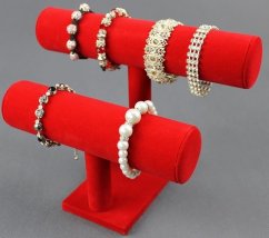 Double red velvet bracelet stand