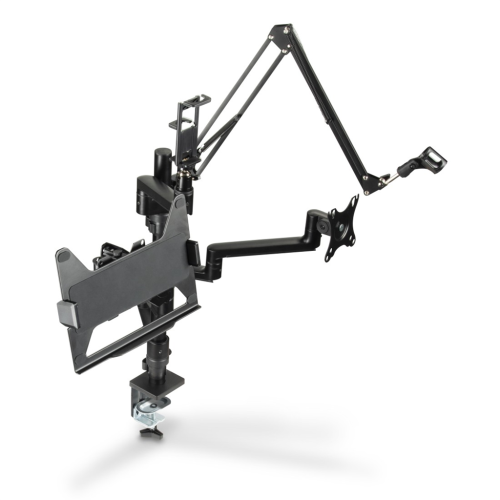 Hama stolný držiak monitoru+ďalších 3 zariadení, pre streaming/gaming, výškovo nastaviteľný, otočný Hama stolný držiak monitoru+ďalších 3 zariadení, pre streaming/gaming, výškovo nastaviteľný, otočný