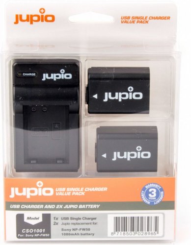 Jupio set 2x NP-FW50 für Sony, 1.080 mAh + USB Ladegerät