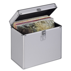 Hama kufrík na 50 gramofónových platní (vinyl/LP), hliníkový vzhľad, strieborný