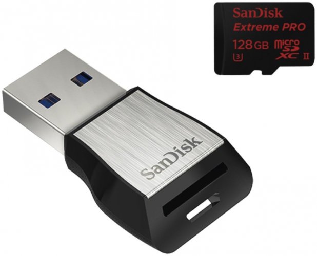 SanDisk Extreme Pro microSDXC 128GB 275 MB/s Class 10 UHS-II U3 + USB 3.0 Reader