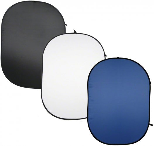Walimex 3er Pack Falthintergrund 150x200cm Schwarz/Weiß/Blau