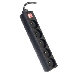 Kábel PremiumCord predlžovací prívod 230V 5m 5 zásuviek + vypínač, čierny