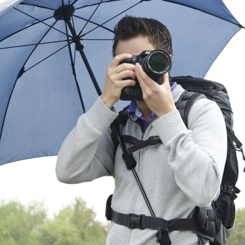 Walimex pro Swing Handsfree Regenschirm mit Tragegestell (Marineblau)