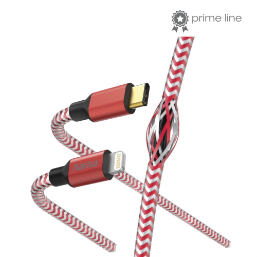 Hama MFi USB-C Lightning kábel Reflective pro Apple, 1,5 m, červený
