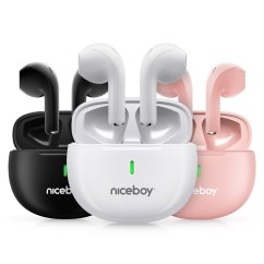 Růžová sluchátka Niceboy HIVE Beans POP