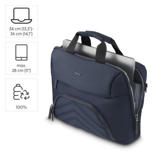 Hama Premium Lightweight, brašna na notebook, 34-36 cm (13,3"-14,1"), recyklovaný PET, tmavě modrá