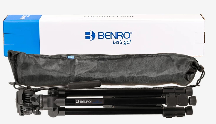 Benro Foto- und Videohybridstativ T980EX mit Fluidkopf | Maximale Höhe 169 cm | Nutzlast 5 kg | Gewicht 1,98 kg | Geschlossen Länge 67 cm
