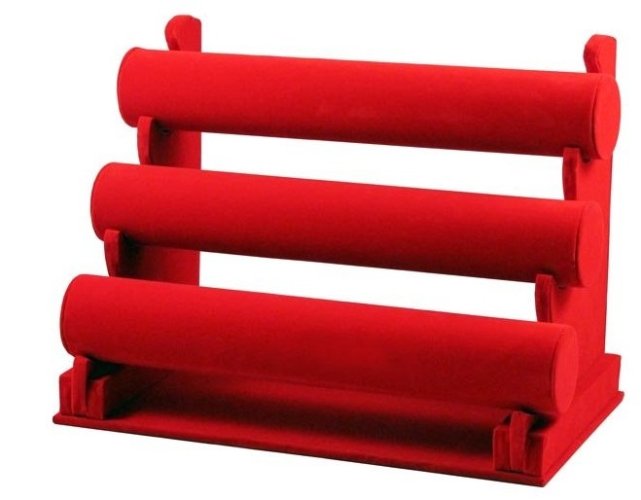 Armbandständer, 3 Ebenen, roter Samt (DNR-R)
