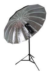 Studiový deštník 153cm stříbrný/černý