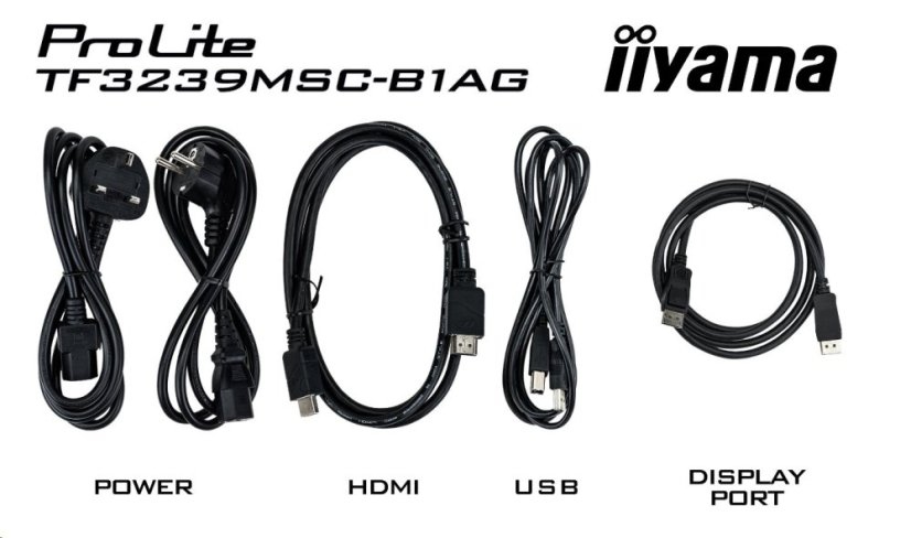 IIYAMA 32" TF3239MSC-B1AG: AMVA, FullHD, kapacitní, 12P, 500 cd/m2, VGA, HDMI, DP, 24/7, IP54, černá barva