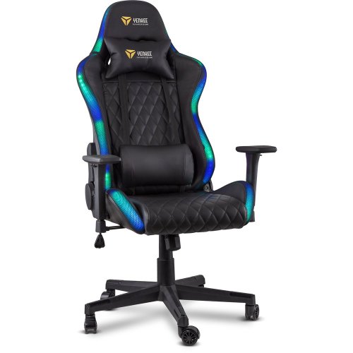 Herní židle Yenkee YGC 300RGB Stardust, černá, podsvícená, nastavitelná