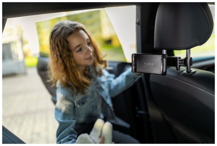 FIXED Tab Passenger 2 tartó fejtámla tartóval és táblagépekhez állítható karral, univerzális fekete színű
