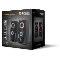 Repro Yenkee YSP 2003RGB, 2.0, 6W, Jack 3,5mm, USB, podsvietené, čierne