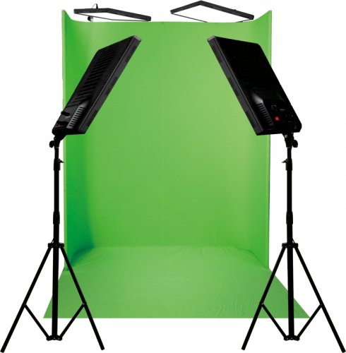 Nananlite Green Screen Set, 4x LED Compax 100, Background 1,8x2,2m with Holder