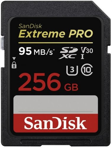 SanDisk Secure Digital 256GB Extreme Pro, SDXC 95MB/s Class 10 UHS-1 U3 V30