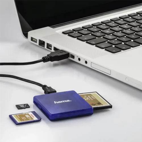 Hama Multi Card Reader USB 2.0, SD/microSD/CF (Blue)