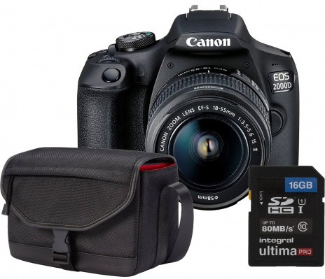 Canon EOS 2000D + 18-55 IS + SB130 + 16GB