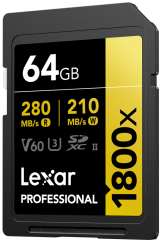 Lexar SDXC Pro 1800x U3 UHS-II R280/W210 (V60) 64GB