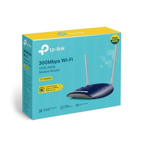 ADSL router TP-Link TD-W9960 VDSL/ADSL MODEM 4xLAN, 1x USB, WIFI 2,4GHz 300 Mbps ADSL router TP-Link TD-W9960 VDSL/ADSL MODEM 4xLAN, 1x USB, WIFI 2,4GHz 300 Mbps