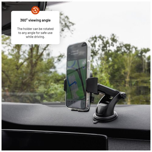 Držák FIXED Iconiq XXL s dlouhou přísavkou na sklo nebo palubní desku, černý