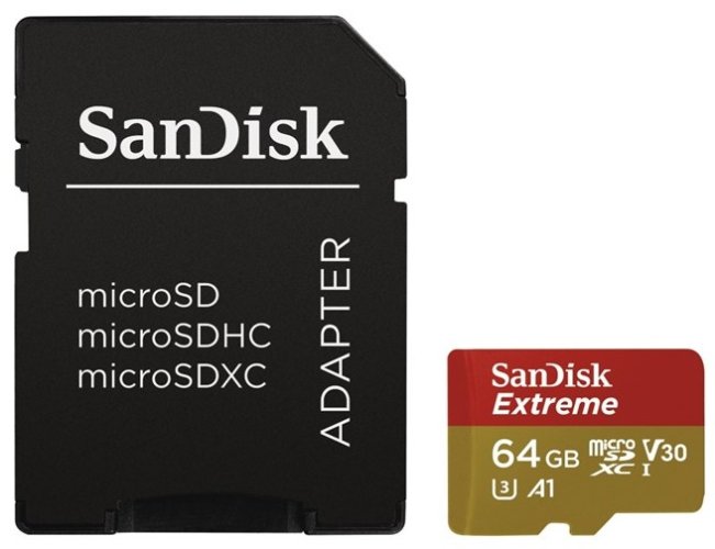 SanDisk Extreme microSDXC 64GB 100 MB/s A1 Class 10 UHS-I V30 + adaptér